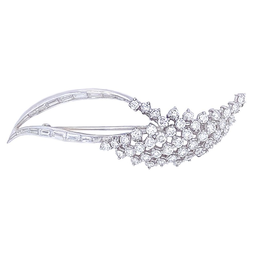 Jewelry PETER LINDEMAN | Diamond "Leaf" Pin Circa 1970S