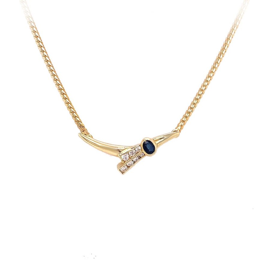 Jewelry ESTATE JEWELRY | Vintage Sapphire & Cz "Necklace