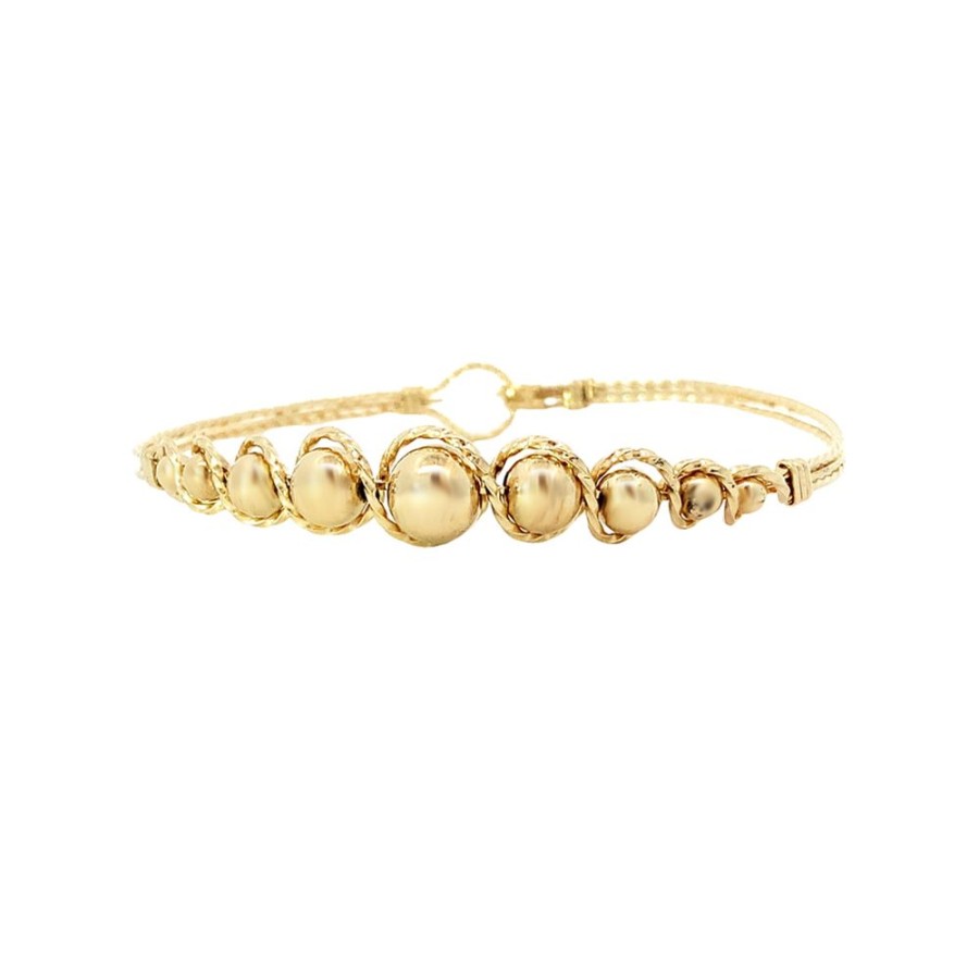 Jewelry ESTATE JEWELRY | Vintage Gold Bead Flex Bangle