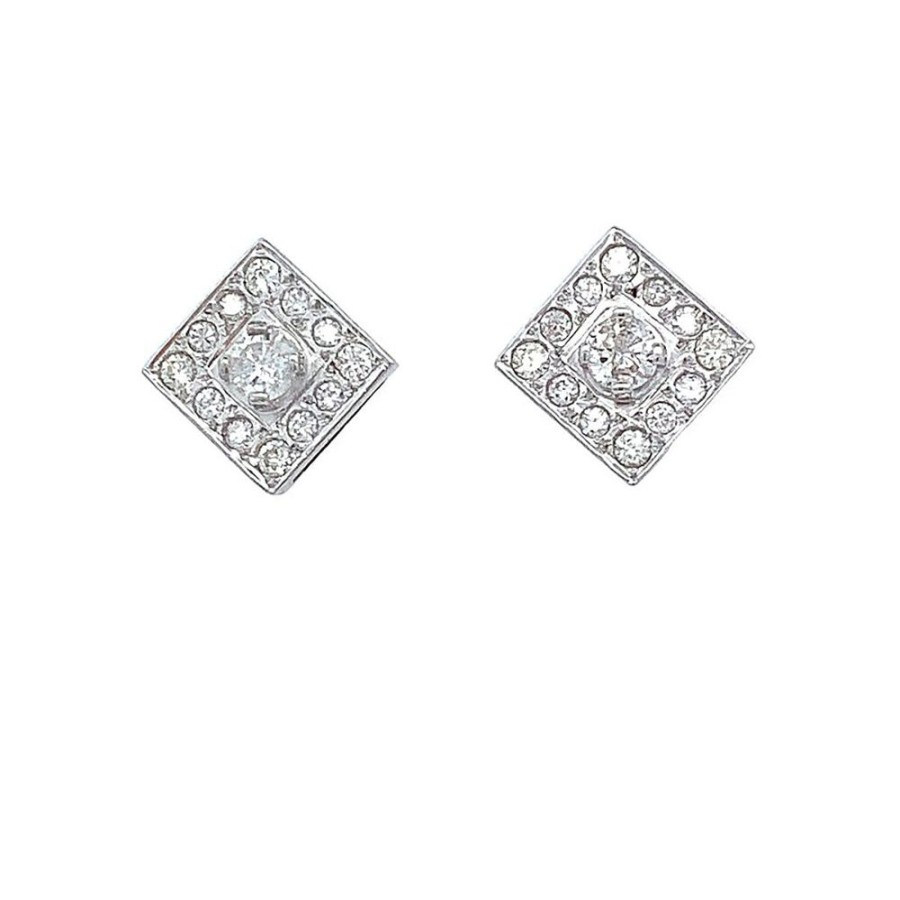 Jewelry ESTATE JEWELRY | Square Vintage Cluster Studs