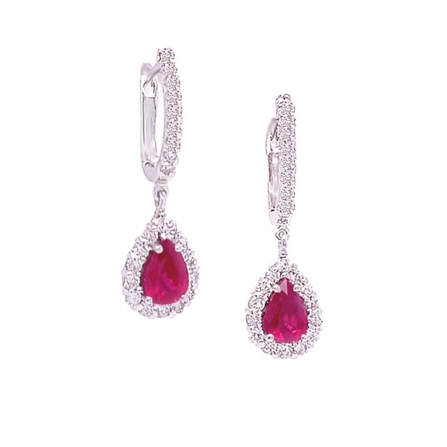 Jewelry SOMERSET MANUFACTURERS INC | Hoop Drop Ruby & Diamond Earrings