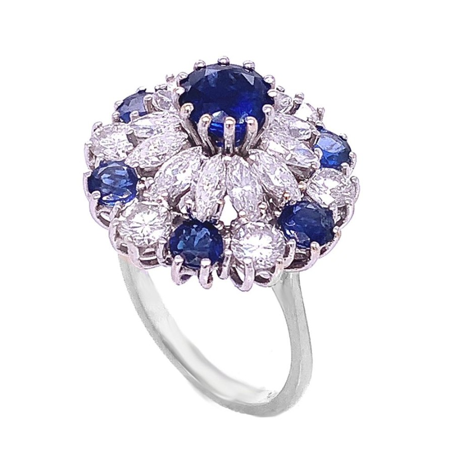 Jewelry E. D. MARSHALL INC. | Vintage Diamond & Sapphire Dome Ring