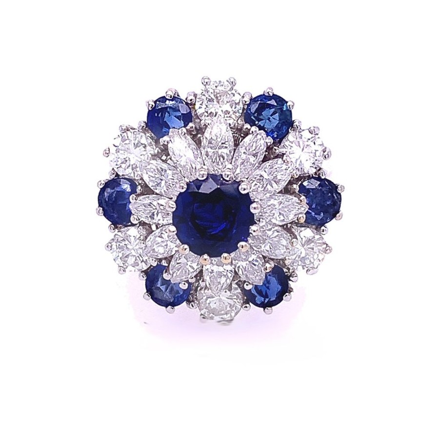 Jewelry E. D. MARSHALL INC. | Vintage Diamond & Sapphire Dome Ring