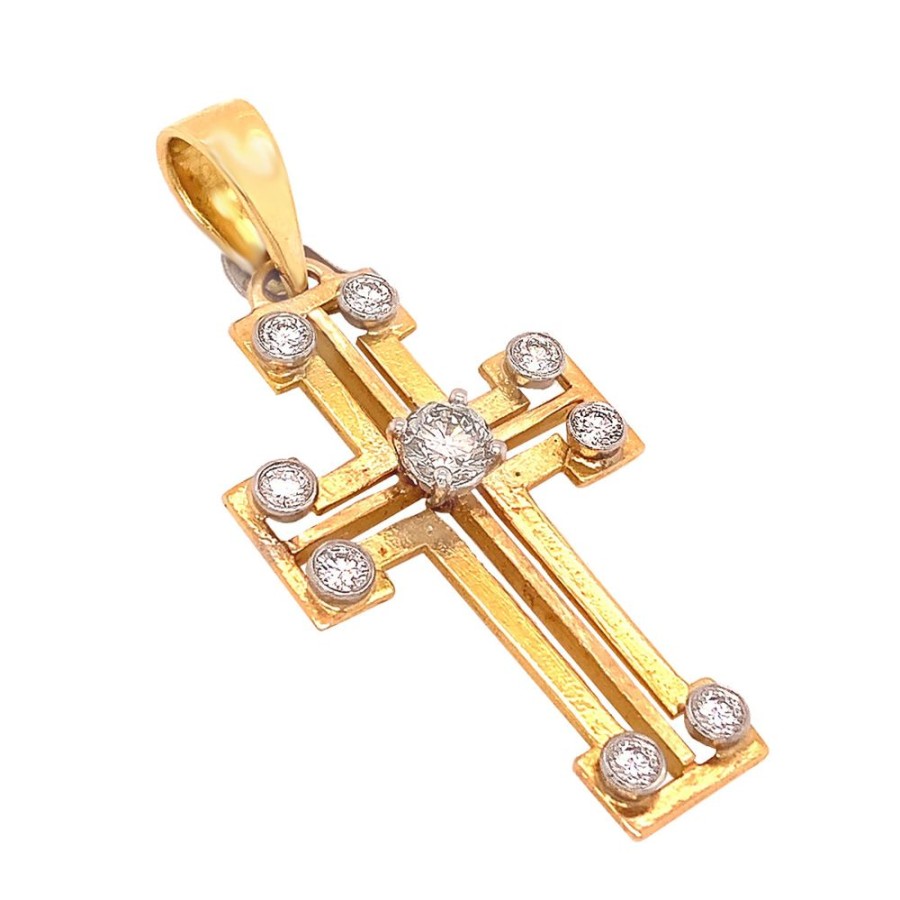 Jewelry PETER LINDEMAN | Large Vintage Diamond Cross