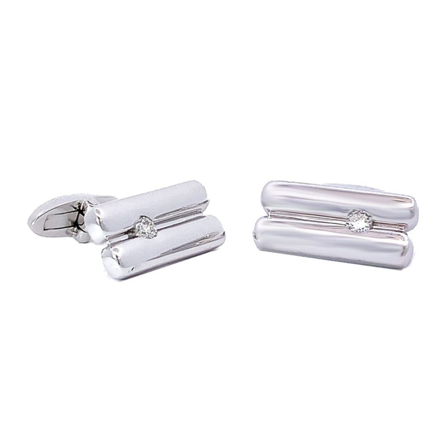 Jewelry ESTATE JEWELRY | 18Kw Vintage Diamond Cuff Links