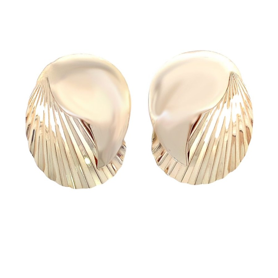 Jewelry ESTATE JEWELRY | Large Vintage Ruffled Earrings