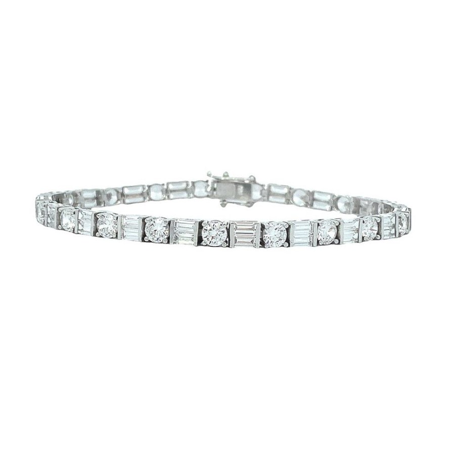 Jewelry ESTATE JEWELRY | 14Kw Vintage Cz Bracelet