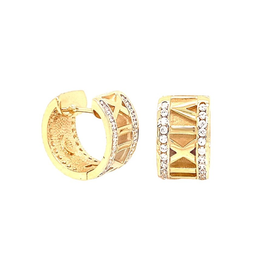 Jewelry ESTATE JEWELRY | Vintage Roman Numeral Cz Hoops