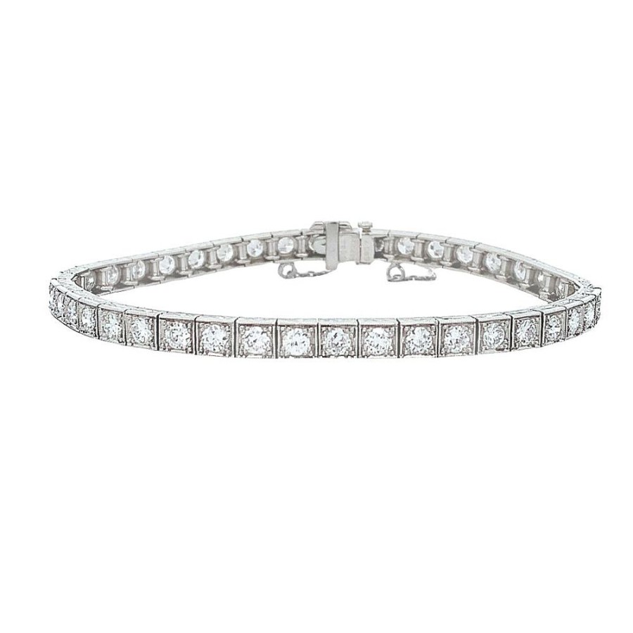 Jewelry ESTATE JEWELRY | Platinum Vintage 6Ct Bracelet