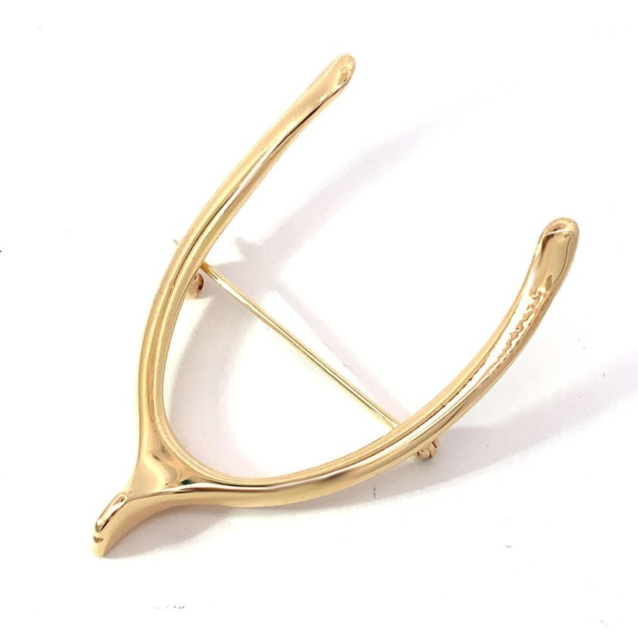 Jewelry ESTATE JEWELRY | Vintage Gold Wishbone Pin