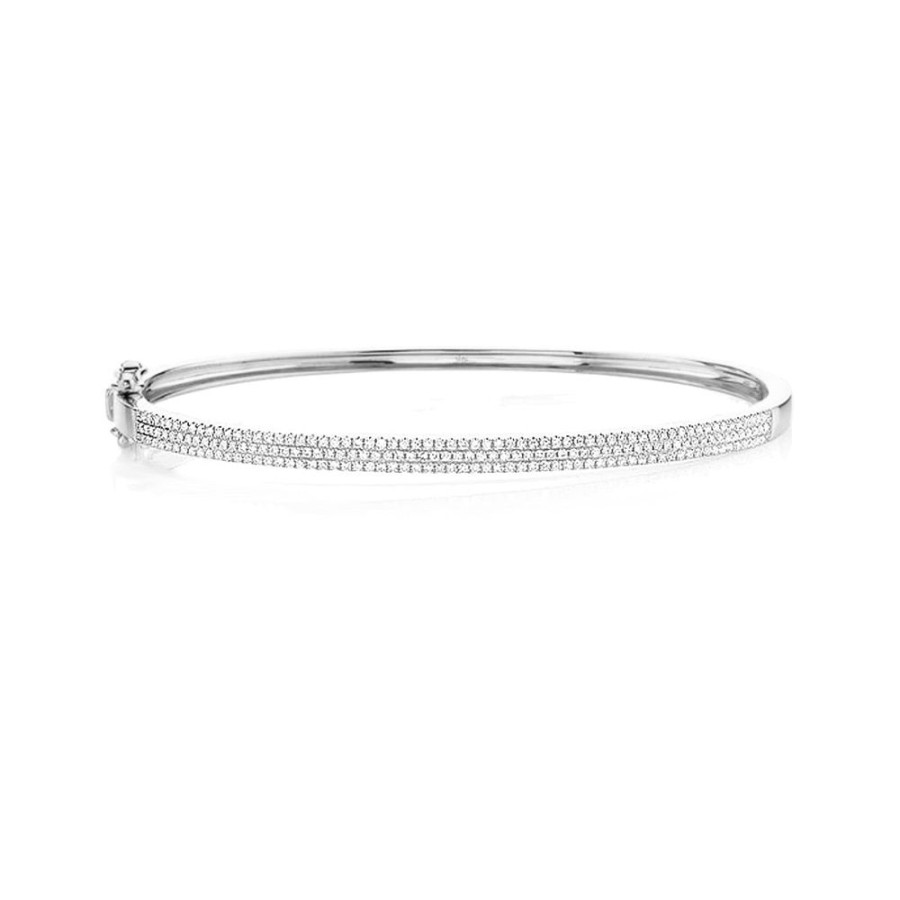 Jewelry SHY CREATION | 14Kw 3-Row Pave Diamond Bangle