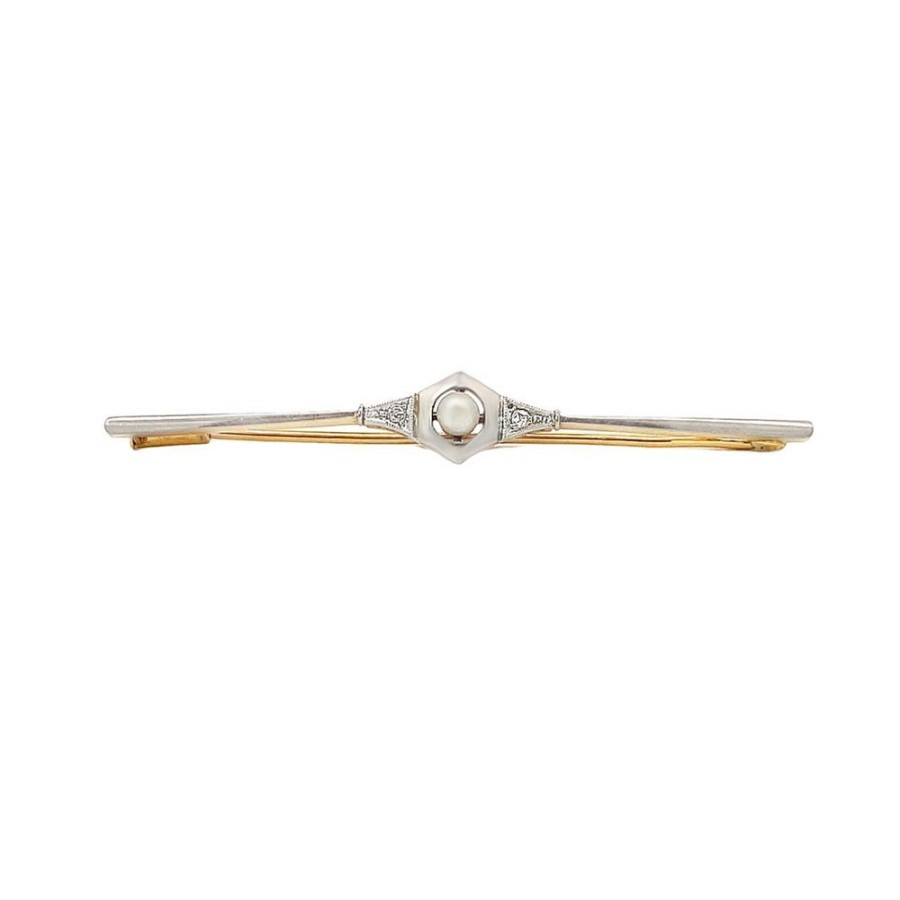 Jewelry ESTATE JEWELRY | Vintage Pearl & Diamond Bar Pin