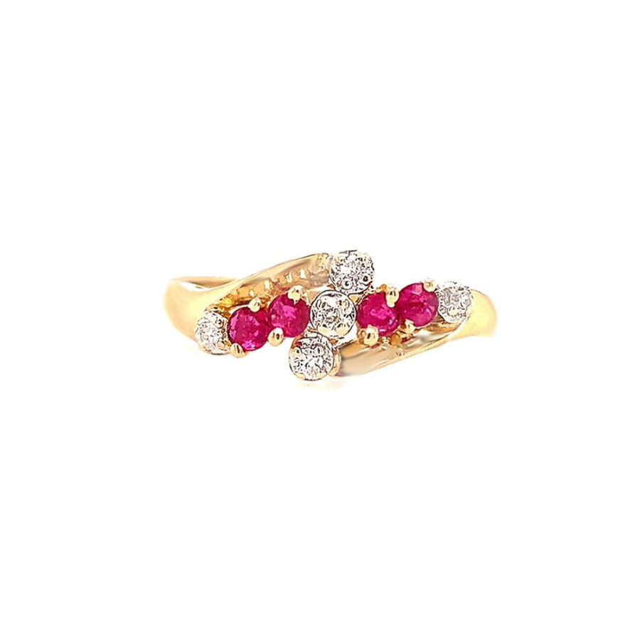 Jewelry ESTATE JEWELRY | 14Ky Gold Vintage Ruby & .05Ct