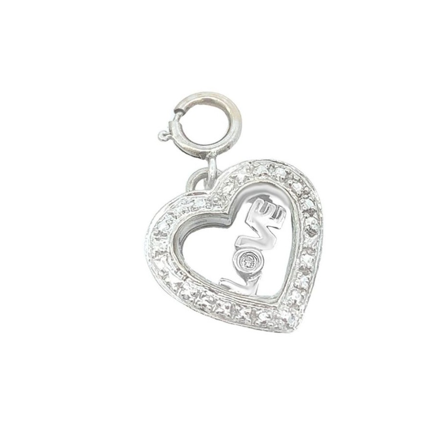 Jewelry ESTATE JEWELRY | 14Kw Vintage "Love" Heart Charm