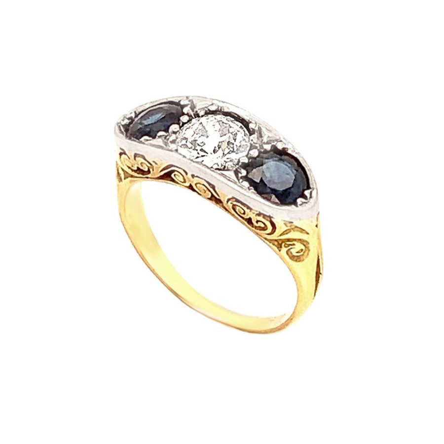 Jewelry D u0026 E SINGER INC | Vintage Sapphire 3-Stone Ring