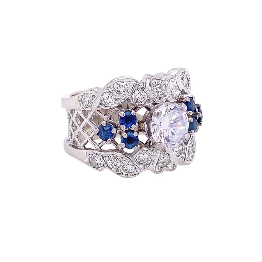 Jewelry ESTATE JEWELRY | 14Kw Wide Sapphire Vintage Ring