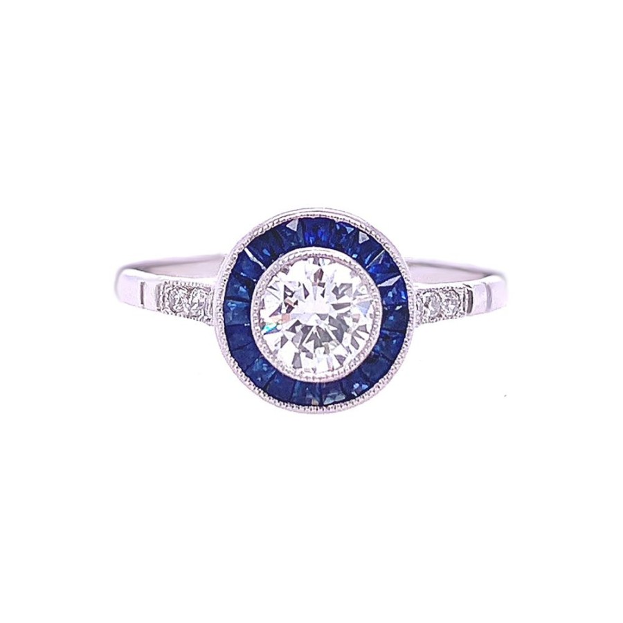 Jewelry MELIDAM ENTERPRISES INC | Deco Style Sapphire Halo Ring