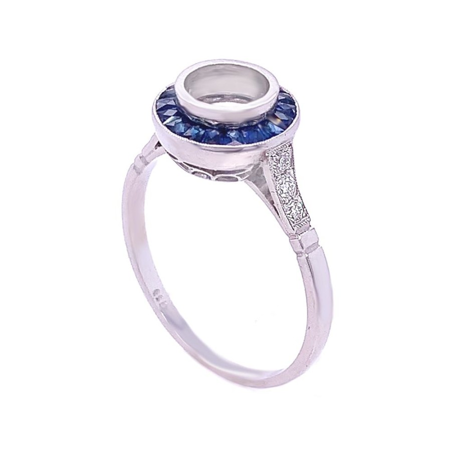 Jewelry MELIDAM ENTERPRISES INC | Deco Style Sapphire Halo Ring