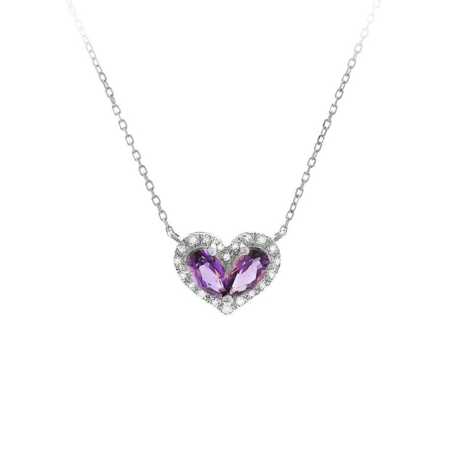 Jewelry LAU INTERNATIONAL, INC. | Silver Amethyst Heart Necklace