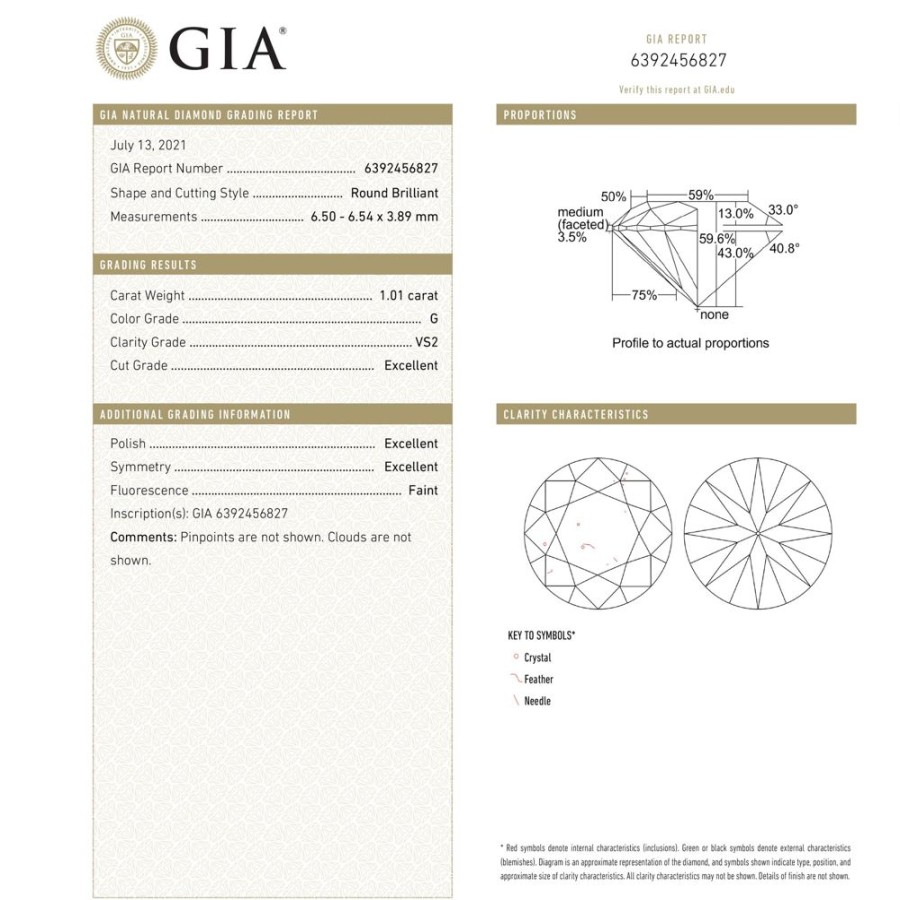 Jewelry T. GLUCK u0026 CO. INC. | Loose Diamond: 1.01Ct Round Br