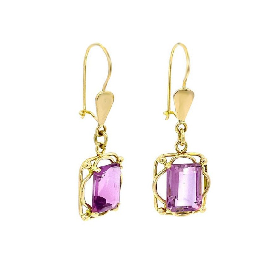 Jewelry ESTATE JEWELRY | 18Ky Vintage Amethyst Drops