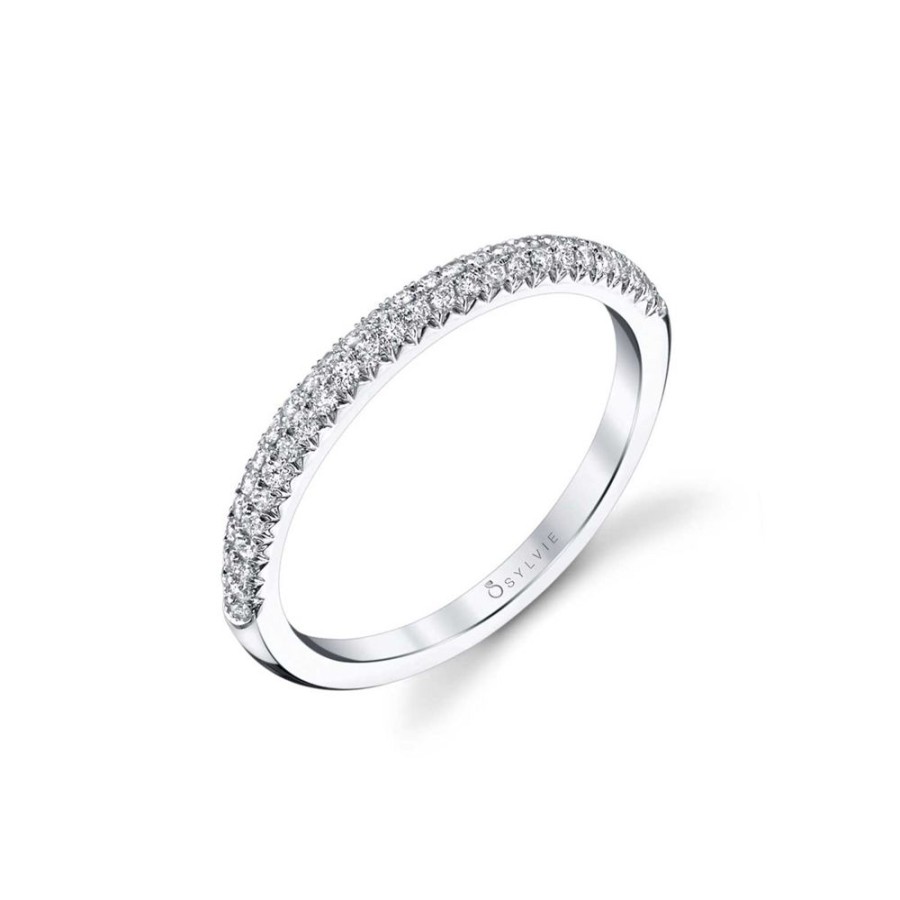 Jewelry SYLVIE-SPECTRUM CORP | 14Kw 1/4Ct Narrow Pave Band