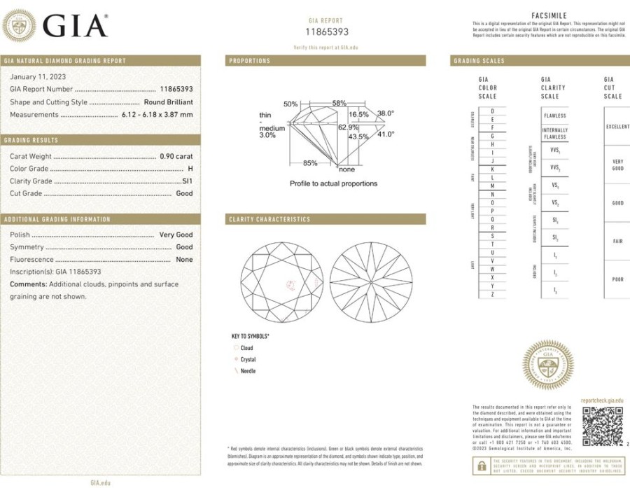 Jewelry NOT AVAILABLE | Loose Diamond: 0.90Ct Round Br