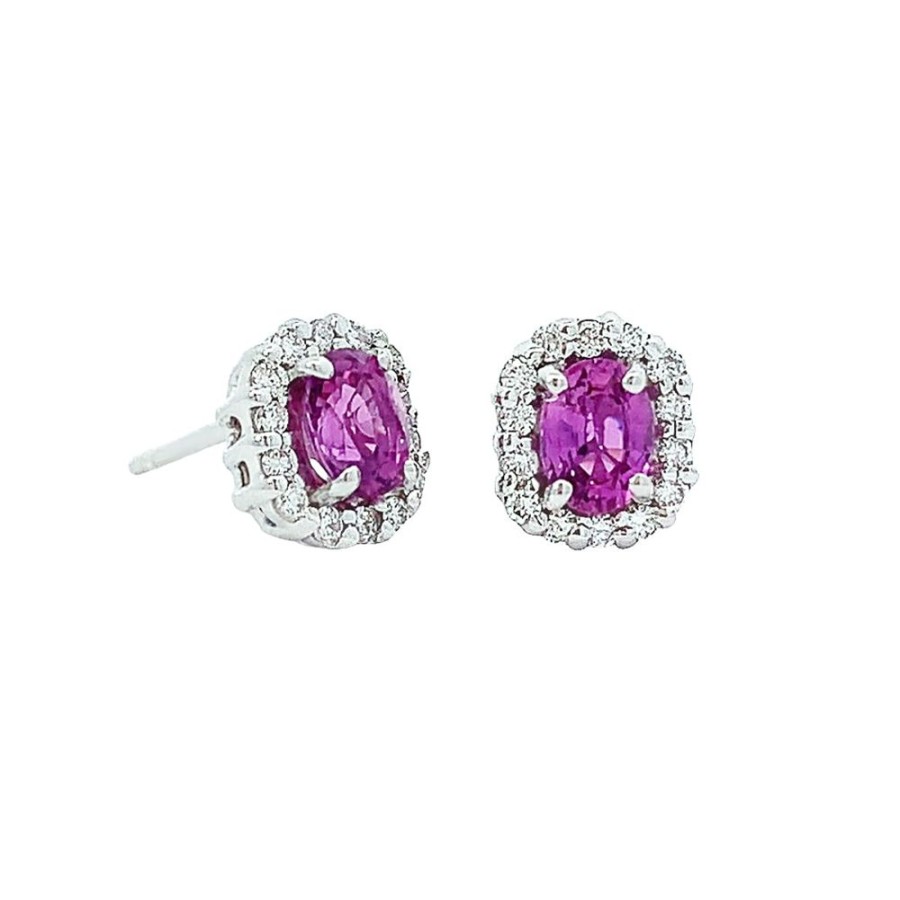 Jewelry SOMERSET MANUFACTURERS INC | 18Kw Pink Sapphire Halo Studs