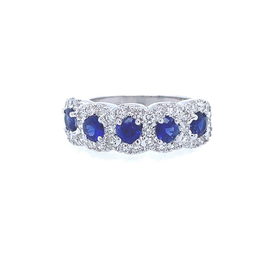 Jewelry SOMERSET MANUFACTURERS INC | 18Kw Sapphire 5-Halo Ring