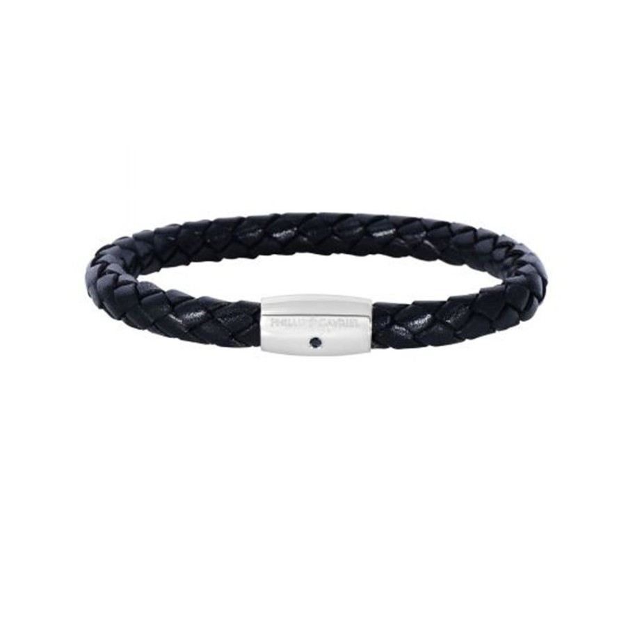 Jewelry ROYAL CHAIN | Mens Black Leather Bracelet