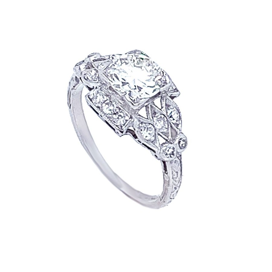 Jewelry ESTATE JEWELRY | Platinum Vintage Diamond Deco Ring