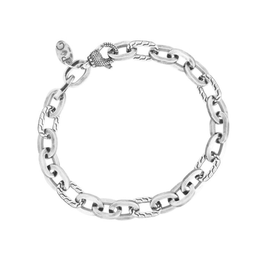 Jewelry ROYAL CHAIN | Silver Mens Oval Link Bracelet