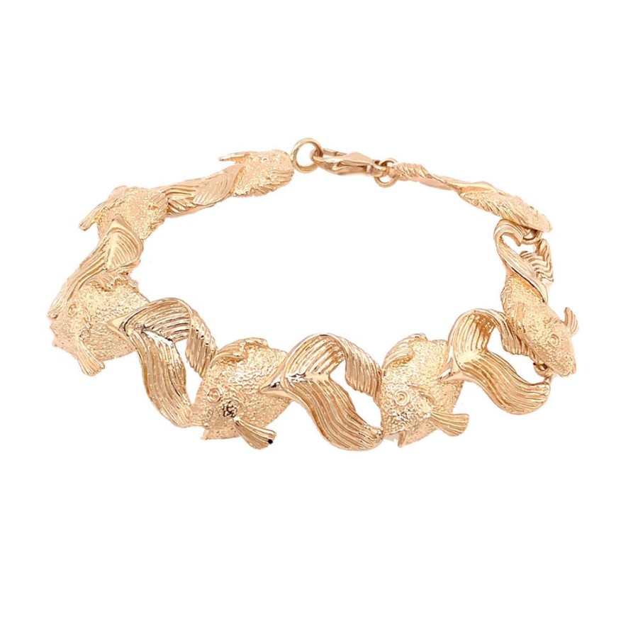 Jewelry ESTATE JEWELRY | Vintage Gold Fish Link Bracelet