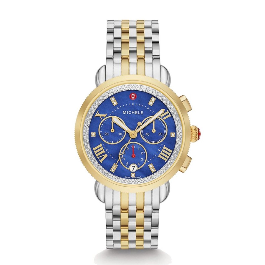 Jewelry MICHELE WATCHES | Michele 2-Tone Sport Sail, Cobalt Dial