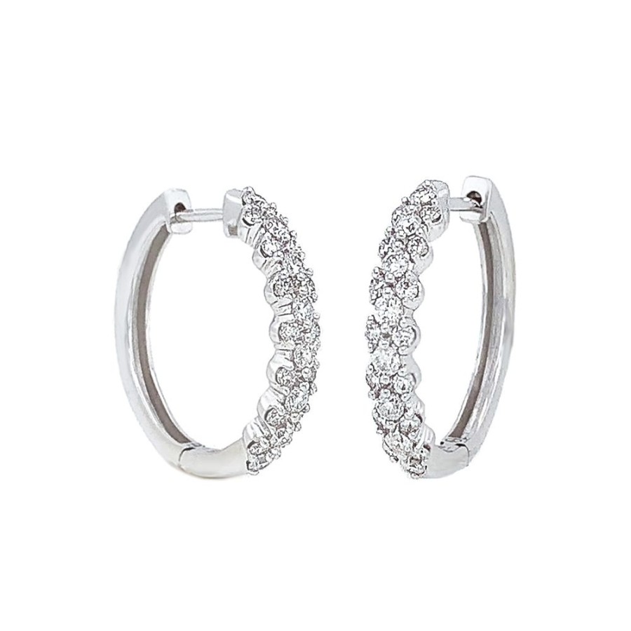 Jewelry IDD USA LLC | 14Kw 3-Row 3/4Ct Diamond Hoops