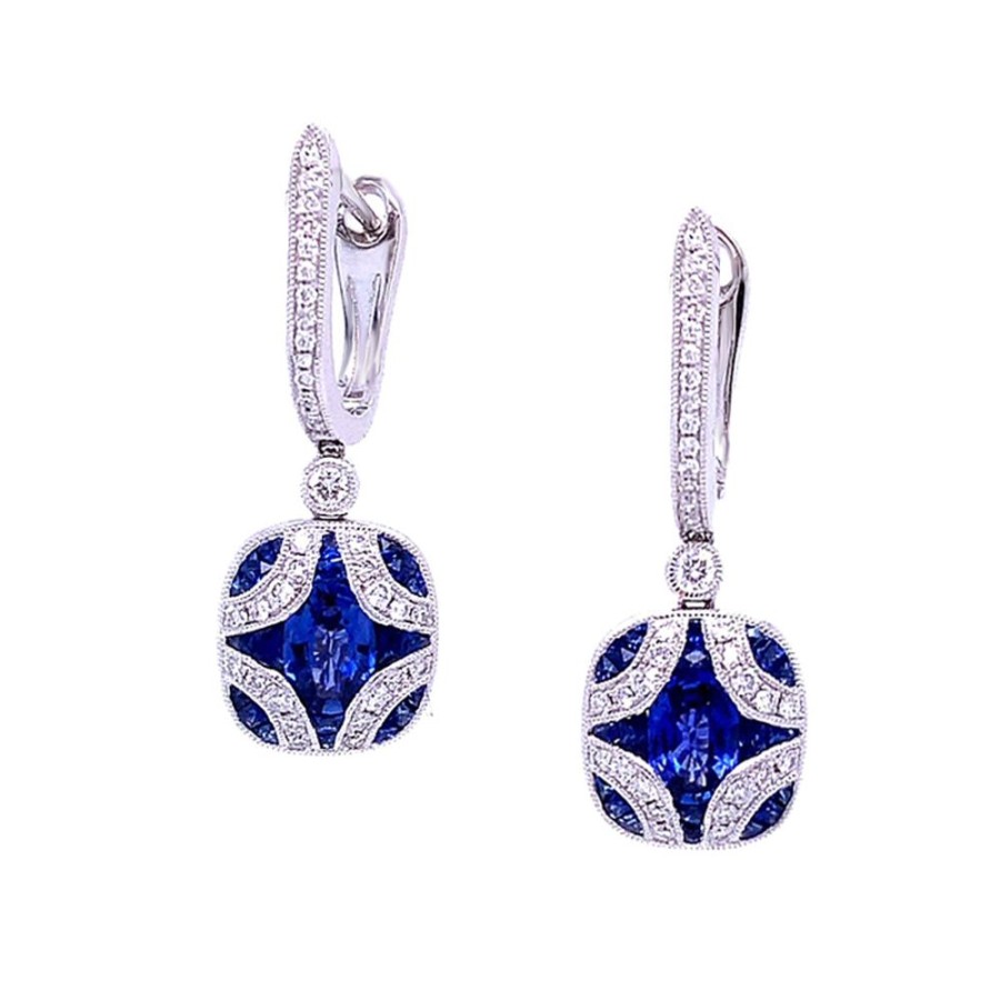 Jewelry MAX JEWELRY INC. | Platinum Sapphire Drop Earrings