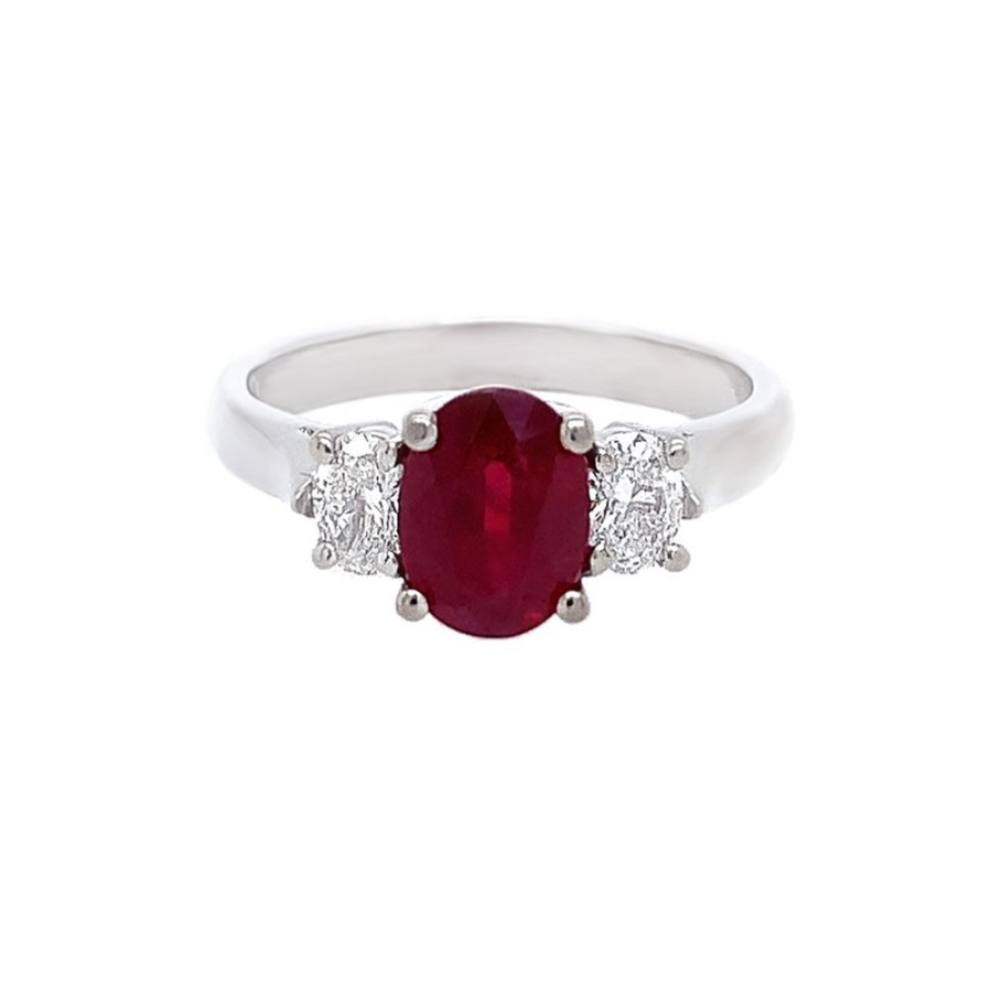 Jewelry SOMERSET MANUFACTURERS INC | Platinum Ruby & Dia 3-Stone Ring