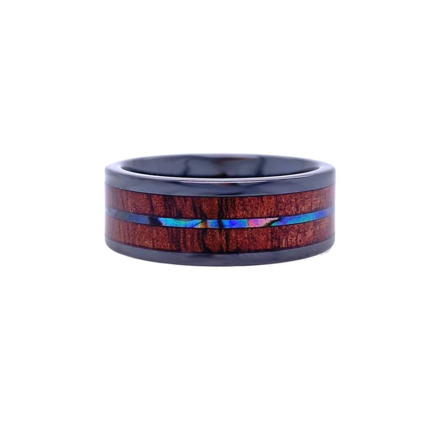 Jewelry HEAVY STONE RINGS | Ceramic, Koa Wood & Abalone Band