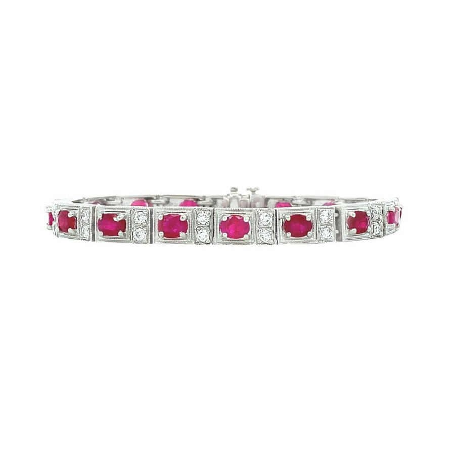 Jewelry MAX JEWELRY INC. | Platinum Ruby Line Bracelet