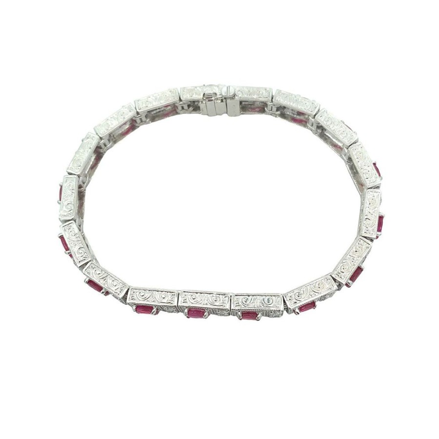 Jewelry MAX JEWELRY INC. | Platinum Ruby Line Bracelet