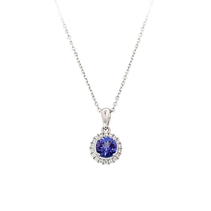 Jewelry IN THE ROUGH NY CORP | 14Kw Tanzanite Halo Pendant