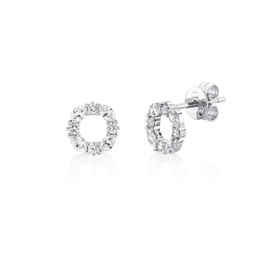 Jewelry SHY CREATION | 14Kw Small Diamond Circle Studs