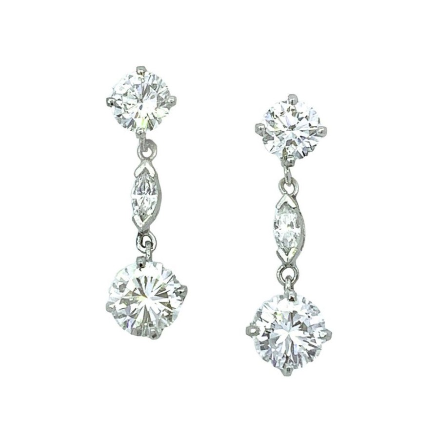 Jewelry ESTATE JEWELRY | Vintage 3-Diamond Drops