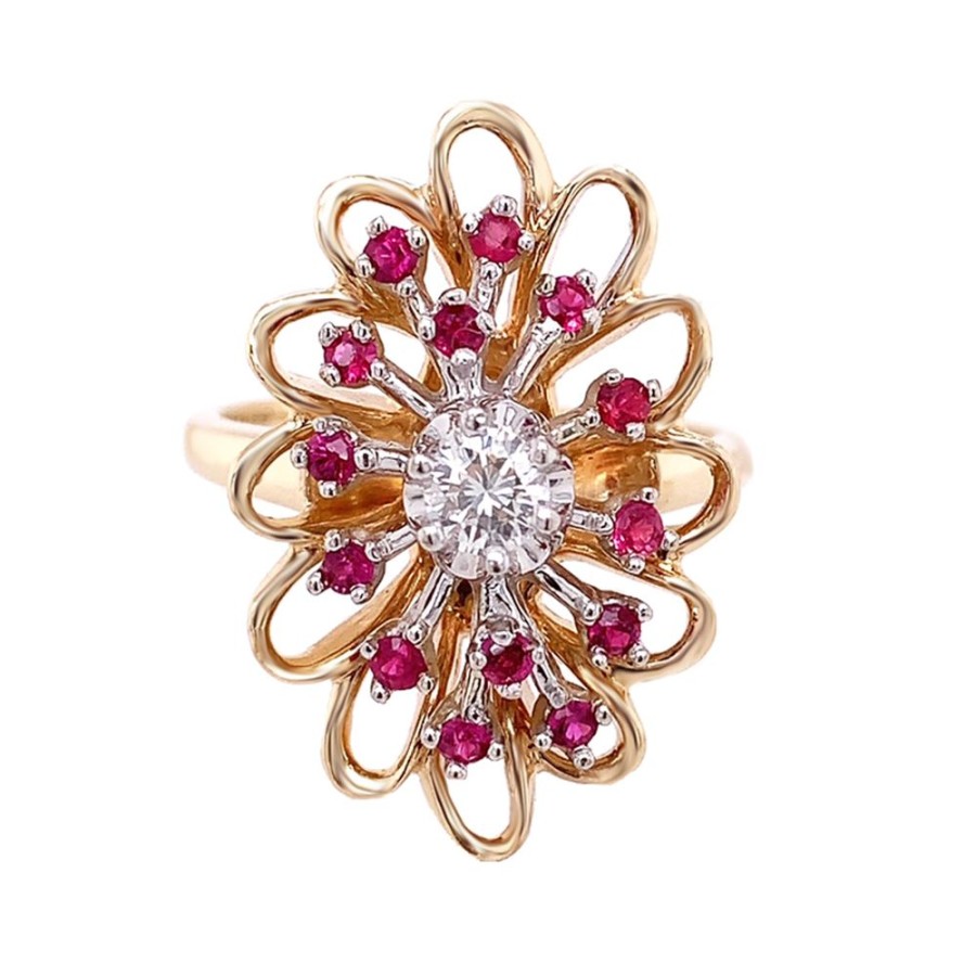 Jewelry ESTATE JEWELRY | Oval Scalloped Vintage Ruby Ring