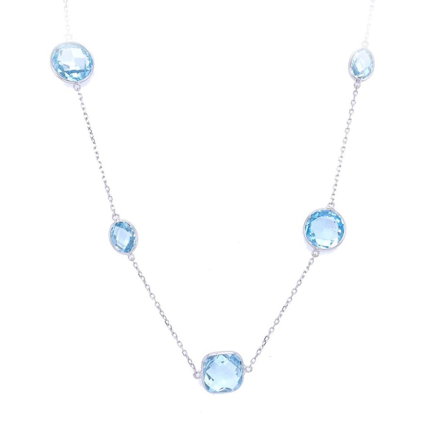 Jewelry JEWELMAK | Mixed-Shape Blue Topaz Necklace