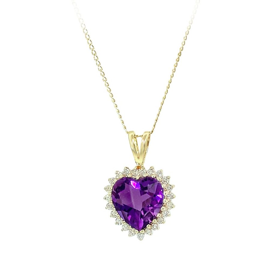 Jewelry ESTATE JEWELRY | Vintage Heart Amethyst Pendant