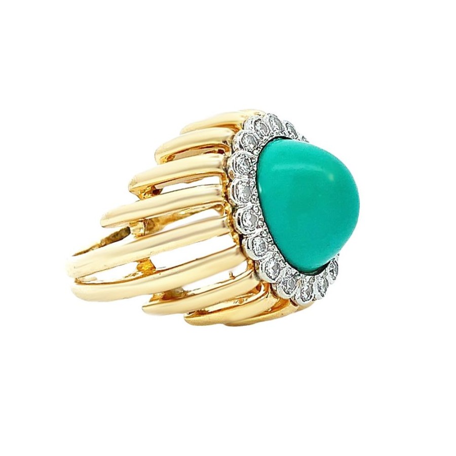 Jewelry ESTATE JEWELRY | 18Ky Vintage Turquoise Ring