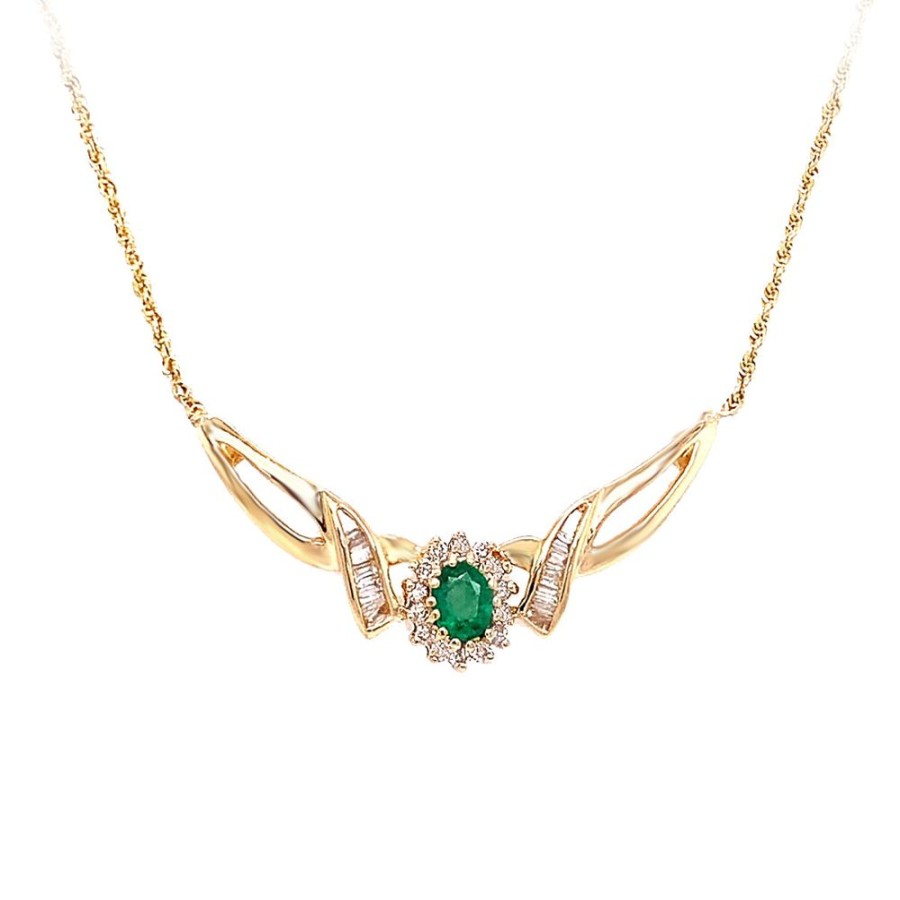 Jewelry ESTATE JEWELRY | Vintage Emerald & Diamond Necklace