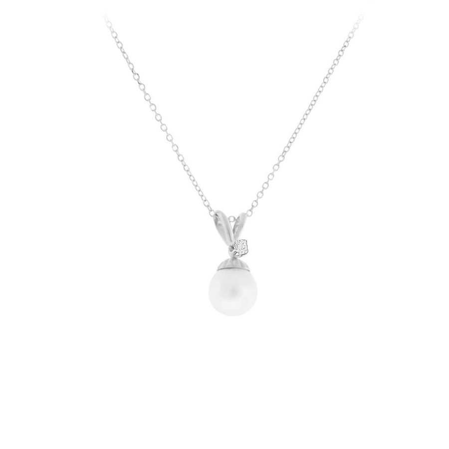 Jewelry SEABRITE IMPORTS INC | 14Kw Pearl & Diamond Pendant