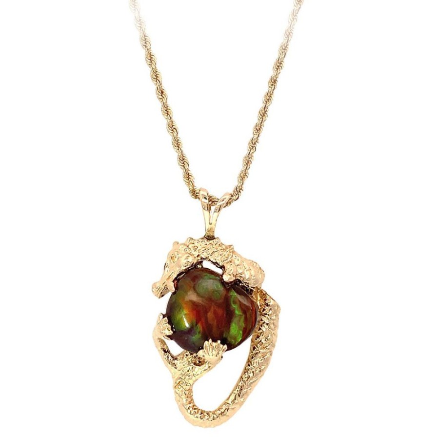 Jewelry ESTATE JEWELRY | Vintage Fire Agate Dragon Pendant